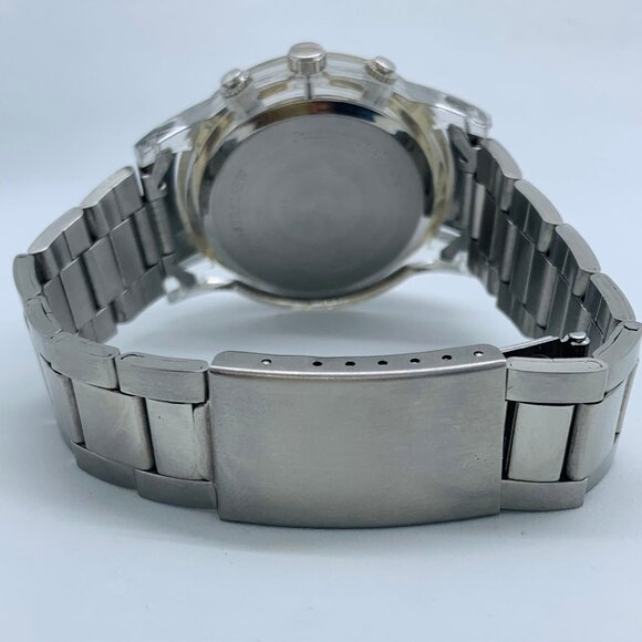 Bay studio men watch 38mm clear plastic case Quartz analog gold tone bezel runs - Picture 4 of 6